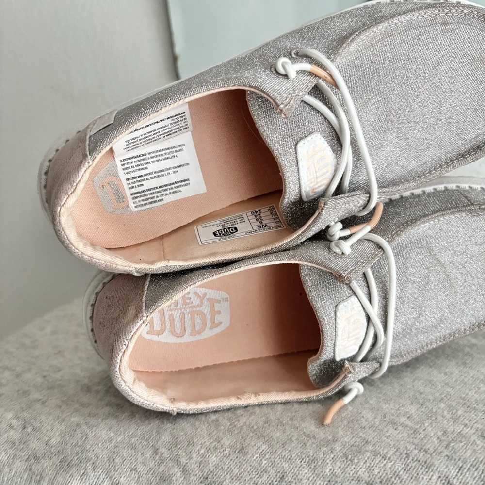 HEYDUDE WENDY METALLIC SPARKLE CASUAL SHOES sz 8 Women’s EUC - Picture 7 of 9